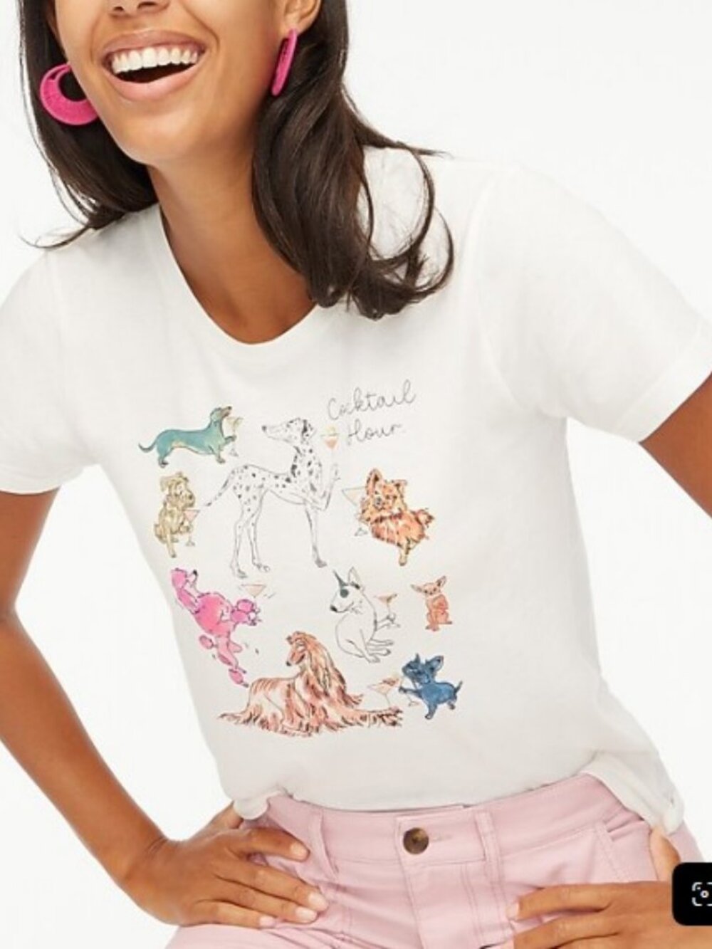 J. Crew Cocktail Hour Dogs Collector's Tee Size L White Martini